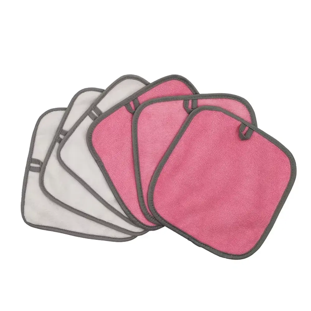 Reusable gray and pink face cloths for skincare and makeup removal